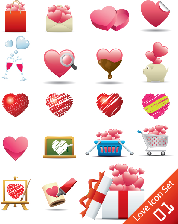 free vector Romantic heartshaped icon 02 vector